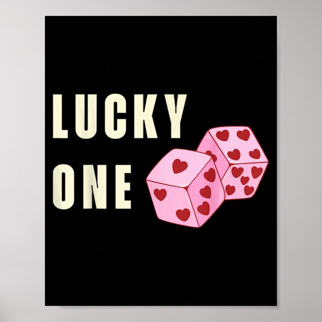 Póster Lucky One Heart Dice Couples Matching Valentines D (Frente)