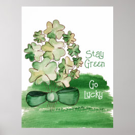Póster Lucky Shamrock Clover Watercolor