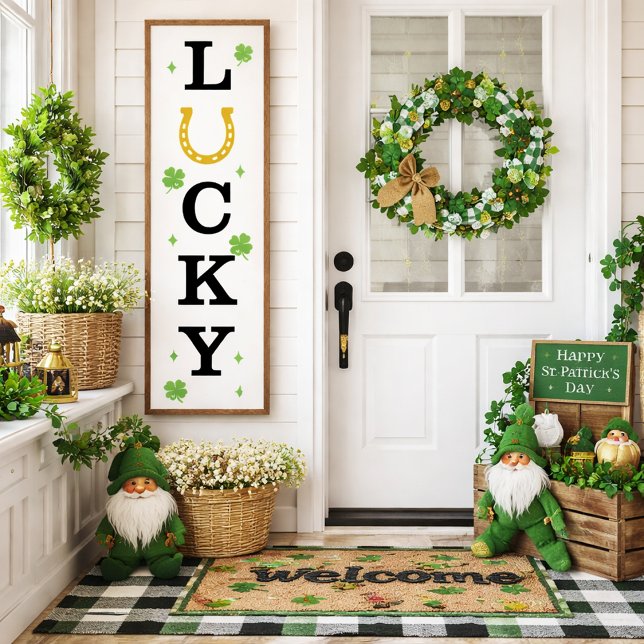 Póster Lucky Vertical Sign with Horseshoe and Clovers (Subido por el creador)