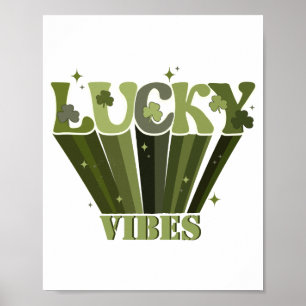 Póster Lucky Vibes Retro Día de San Patricio Irlandés Cam