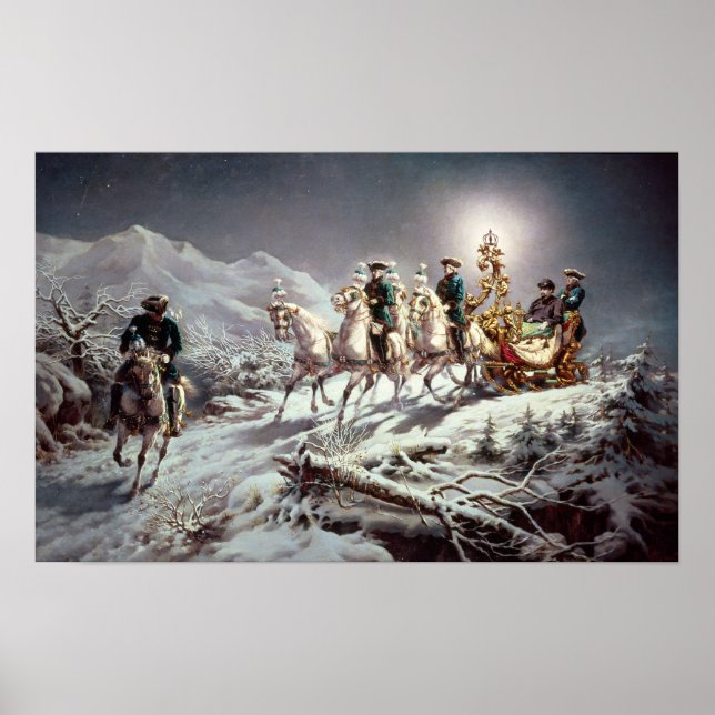 Póster Ludwig II de Baviera agobiando de noche (Frente)