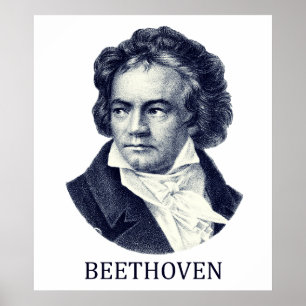 Póster Ludwig van Beethoven, azul