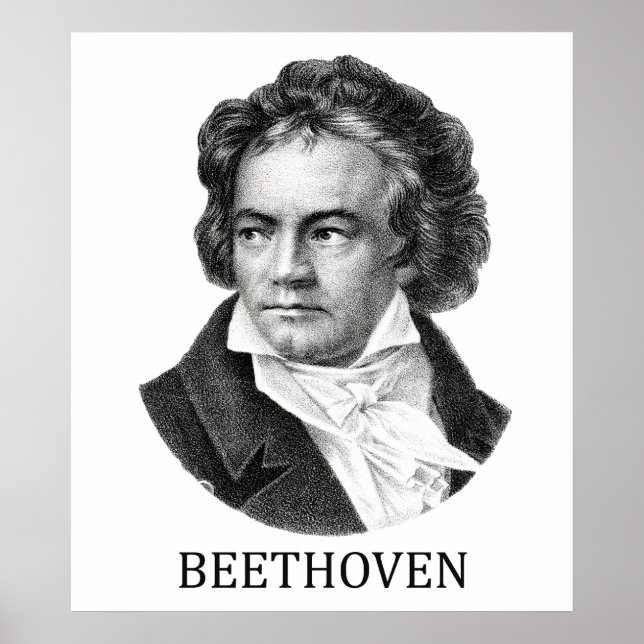 Póster Ludwig van Beethoven, negro (Frente)