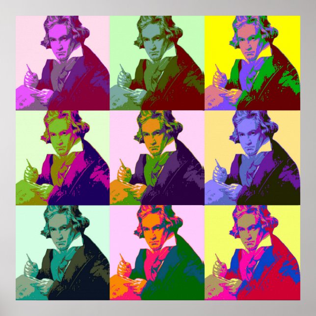 Póster Ludwig Van Beethoven Pop Art (Frente)