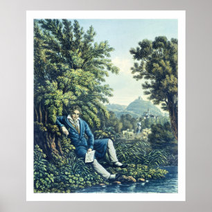 Póster Ludwig van Beethoven por un río (engravin