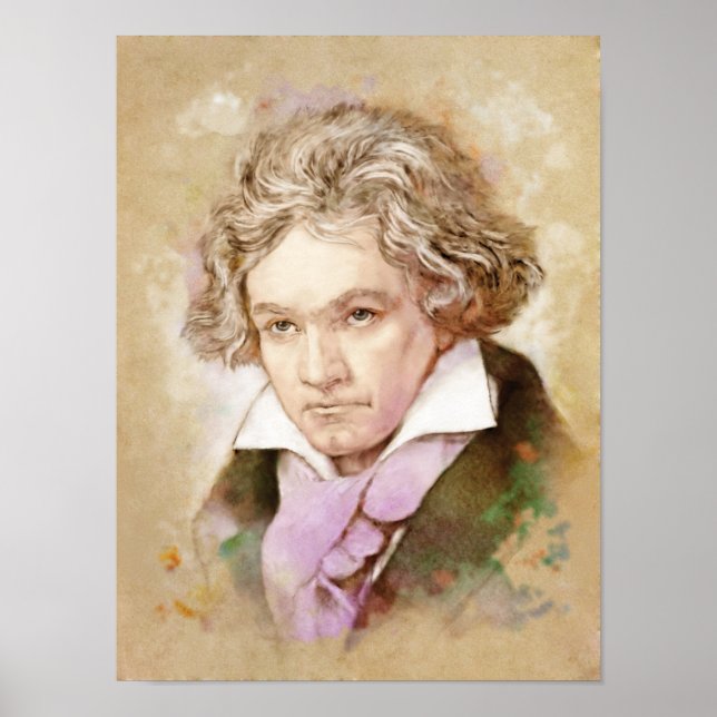 Póster Ludwig van Beethoven Retrait im Aquarell Style (Frente)