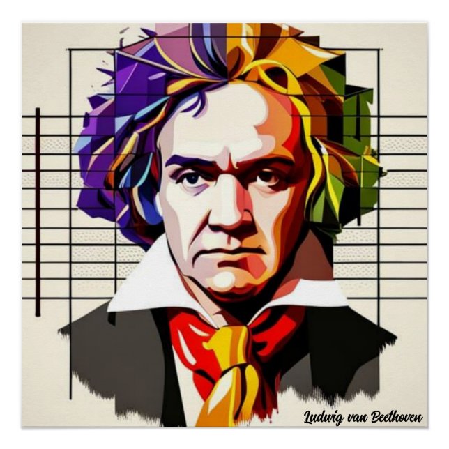 Póster Ludwig van Beethoven Vibrant Único (Anverso)