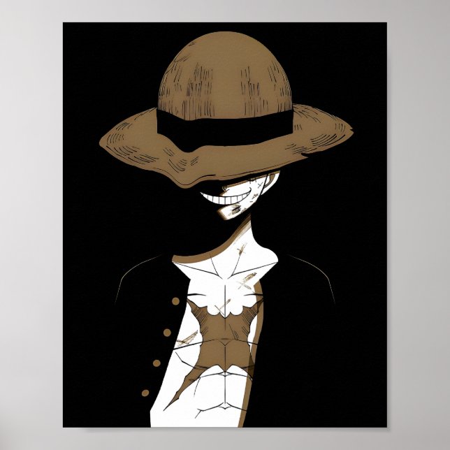Póster Luffy Shadow Poster | One Piece Minimalist Anime W (Frente)