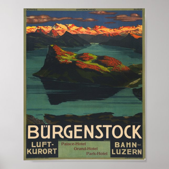 Póster Luft-Kurort Bahn Luzern (Frente)