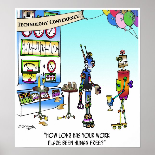 Póster Lugar de trabajo libre para humanos (Frente)