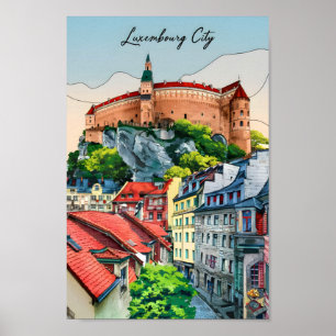 Póster Lugar de viaje famoso de la ciudad de Luxemburgo