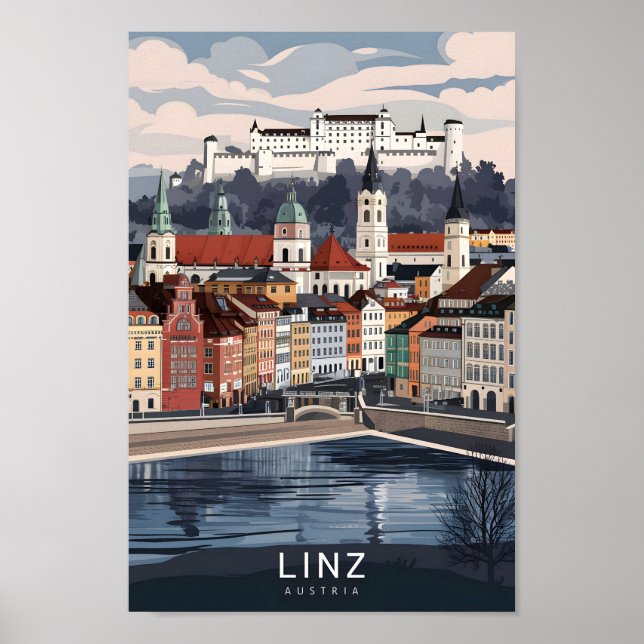 Póster Lugar de viaje famoso de Linz Austria (Frente)