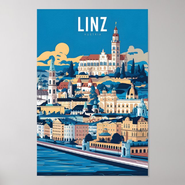 Póster Lugar de viaje famoso de Linz Austria (Frente)