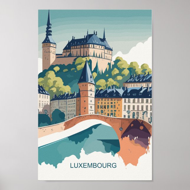 Póster Lugar de viaje famoso de Luxemburgo (Frente)