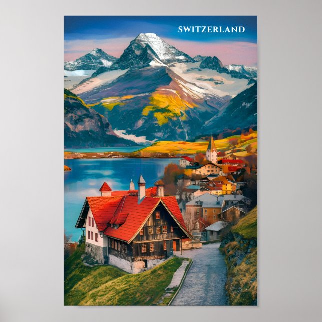 Póster Lugar de viaje famoso de Suiza (Frente)
