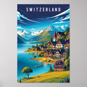 Póster Lugar de viaje famoso de Suiza