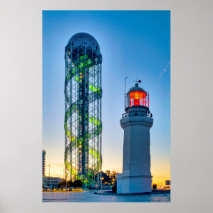 Póster Lugar luminoso y torre alfabética