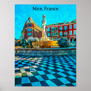 Póster Lugar Massena Francia Niza Pintura al Óleo