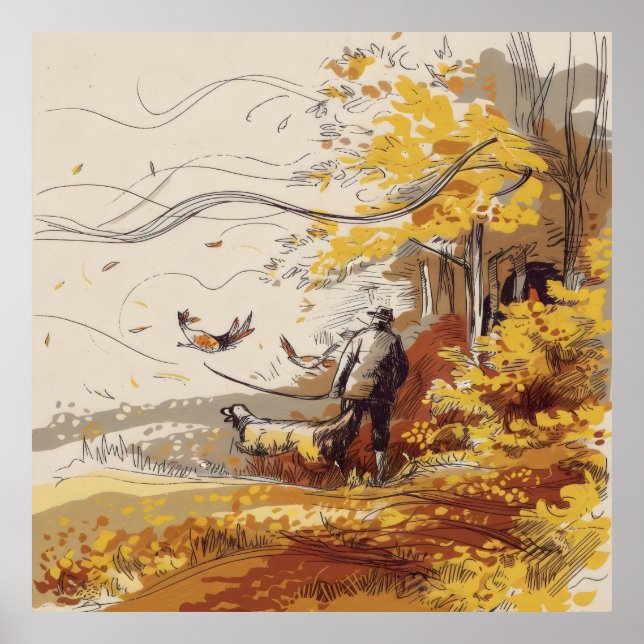 Póster Lugar rural para la Naturaleza de las Aves del Oto (Frente)