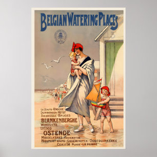 Póster Lugares de Baño Belgas Playa Blankenberge Ostende