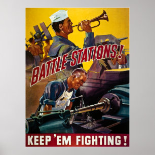 Póster Lugares de batalla. ¡Sigan Luchando! WW2 vintage