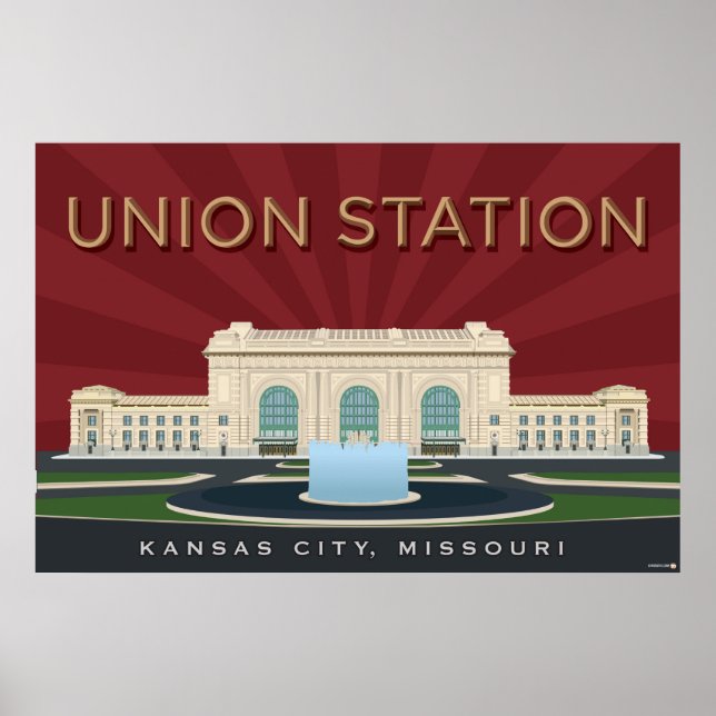 Póster Lugares de interés de Kansas City: Estación de Uni (Frente)