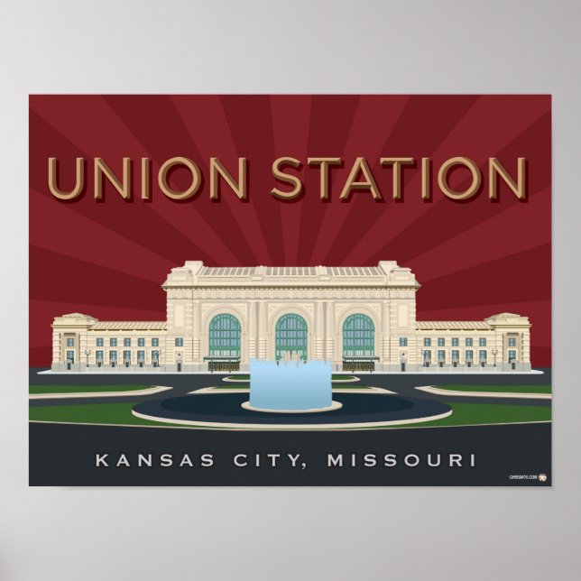 Póster Lugares de interés de Kansas City: Estación de Uni (Frente)