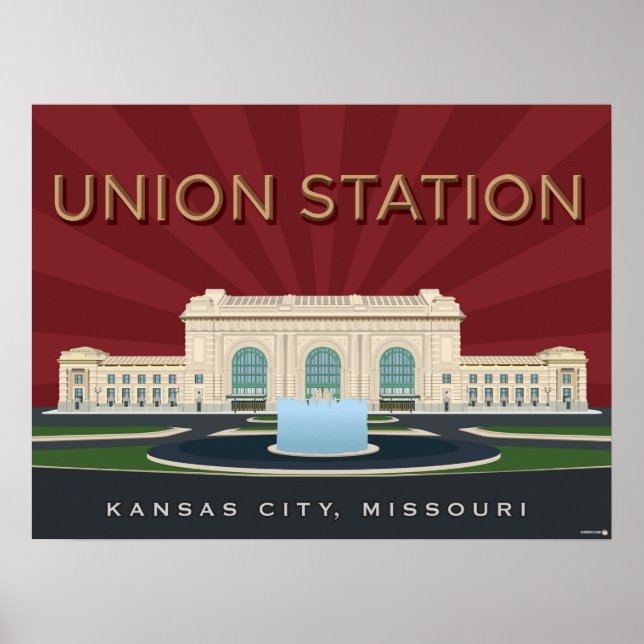Póster Lugares de interés de Kansas City: Estación de Uni (Frente)
