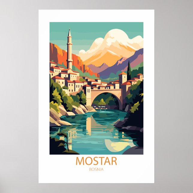Póster Lugares de viaje famosos de Mostar Bosnia (Frente)