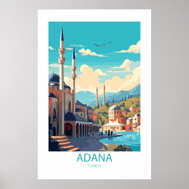 Póster Lugares famosos de viaje de Adana Turkey (Frente)