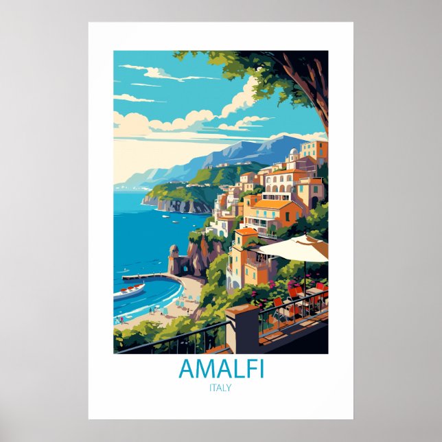 Póster Lugares famosos de viaje de Amalfi Italia (Frente)
