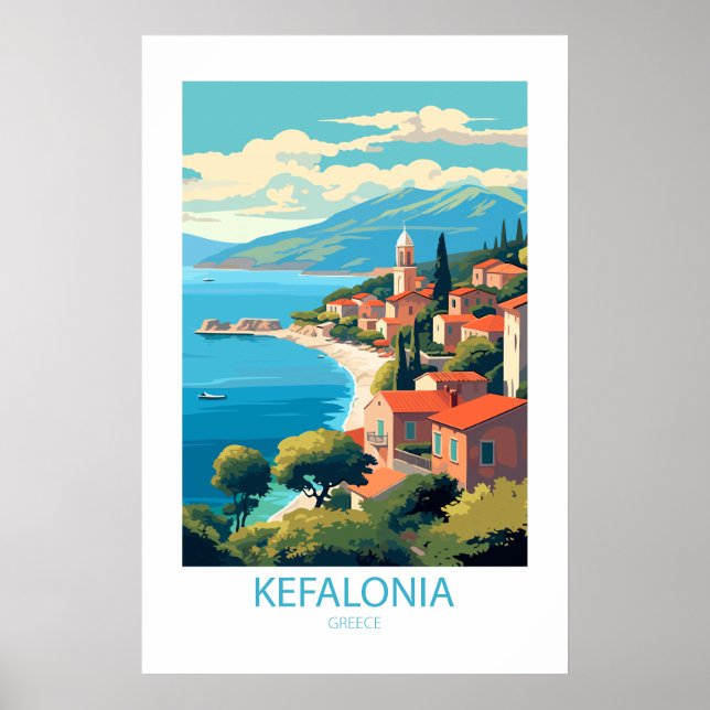 Póster Lugares famosos de viaje de Kefalonia Grecia (Frente)