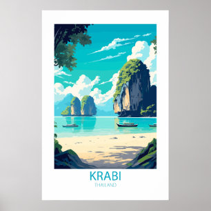 Póster Lugares famosos de viaje de Krabi Tailandia