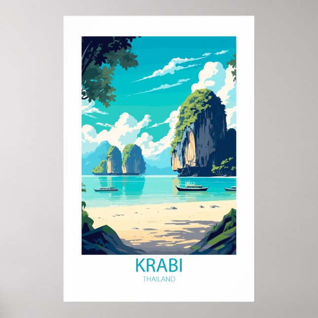 Póster Lugares famosos de viaje de Krabi Tailandia (Frente)