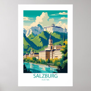 Póster Lugares famosos de viaje de Salzburgo Austria