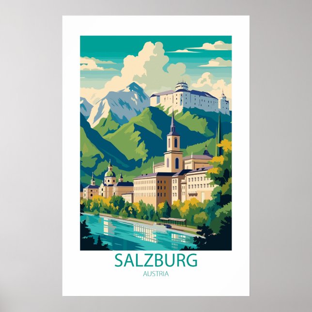 Póster Lugares famosos de viaje de Salzburgo Austria (Frente)