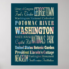 Póster Lugares famosos de Washington, Distrito de Colombi