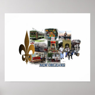 Póster Lugares y monumentos famosos de Nueva Orleans