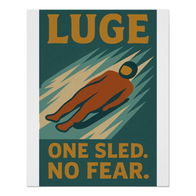 Póster Luge – One Sled. No Fear (Anverso)