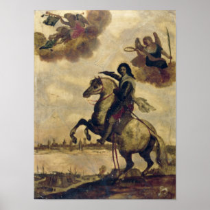 Póster Luis XIII al asedio de La Rochelle