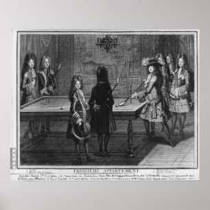 Póster Luis XIV jugando al billar con su hermano