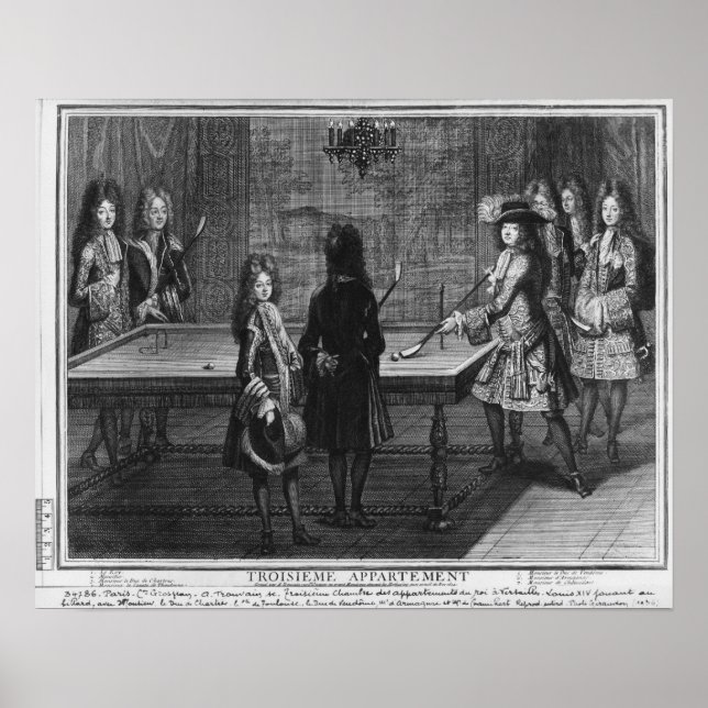 Póster Luis XIV jugando al billar con su hermano (Frente)