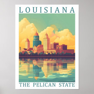 Póster Luisiana el lugar de viaje del estado Pelican USA