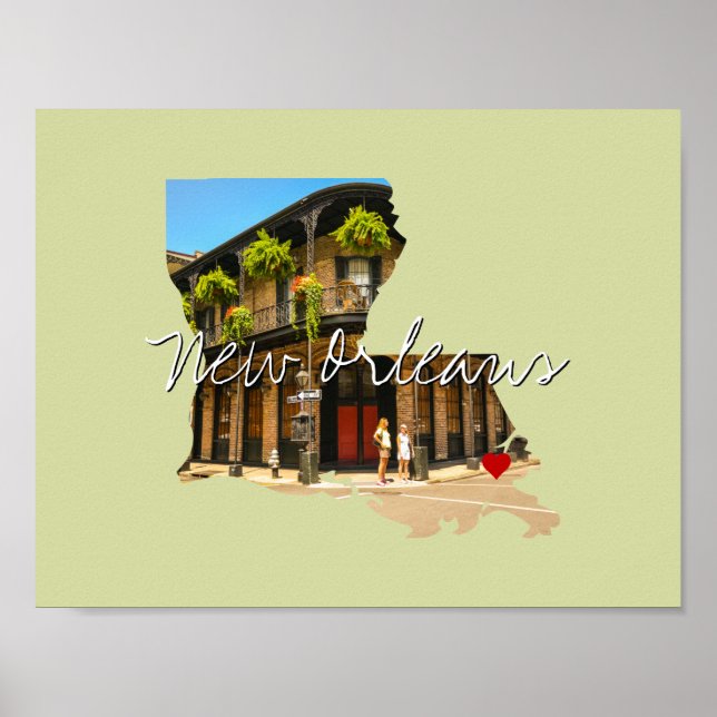 Póster Luisiana State Photo Insert y nombre de la ciudad (Frente)