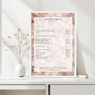Póster Lujo, beige rosado, flor, lista de precios de saló