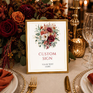 Póster Lujo Burgundy Oro Eucalipto Otoño mesa personaliza