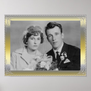 Póster Lujo de marco de borde dorado de plata de lujo fot