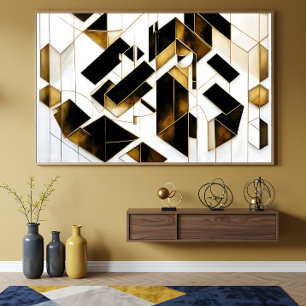 Póster Lujo Oro Mármol Negro Abstracto