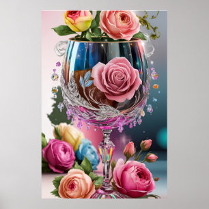 Póster Lujosa acuarela de cristal de cristal de cristal d
