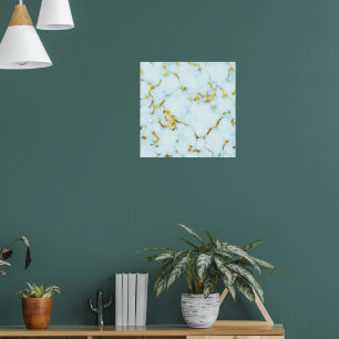 Póster Lujoso Azure Gilded Pottery Motif Ceramic Art